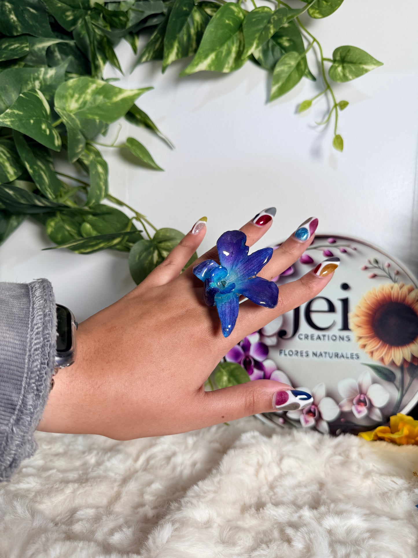 Azure Orchid Ring