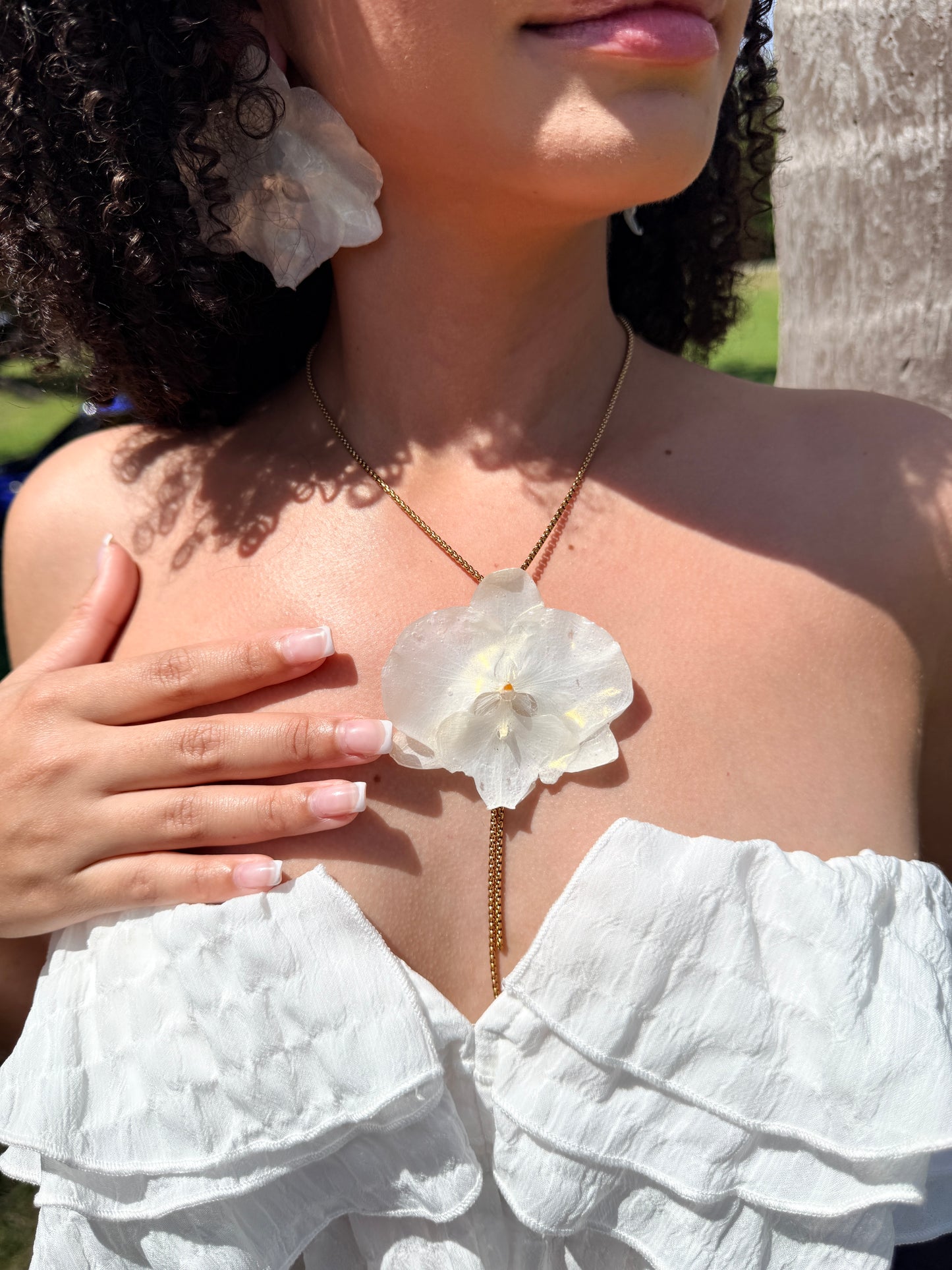 Phalaenopsis Orchid lariat necklace