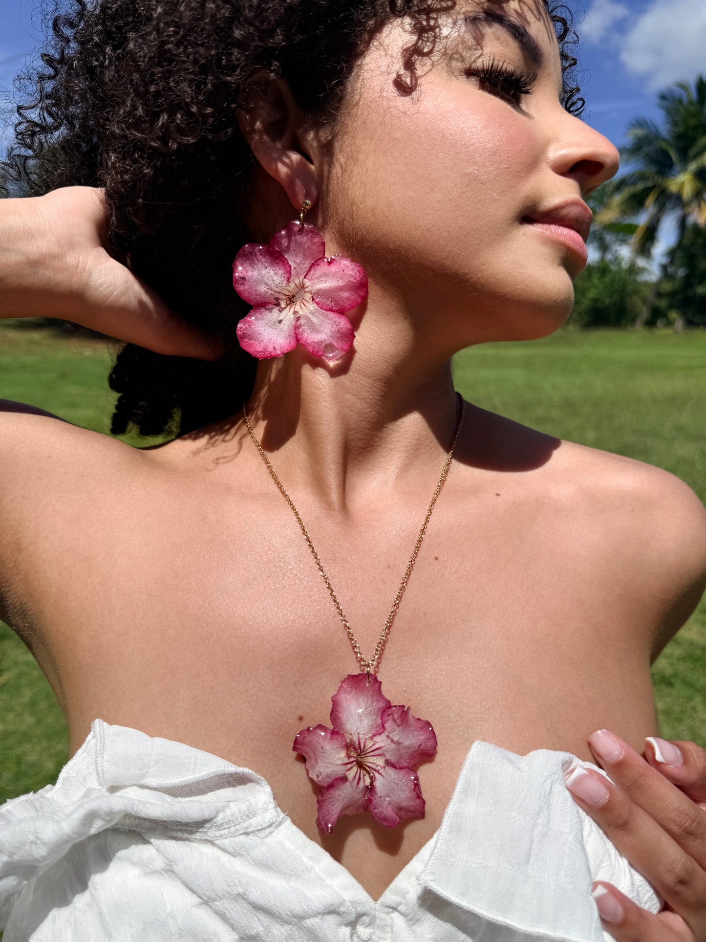 Desert rose necklace/earings