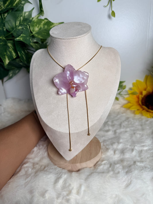 Lavender Glow – Lariat Orchid Necklace