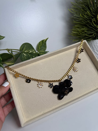 Black Orchid Charm necklace