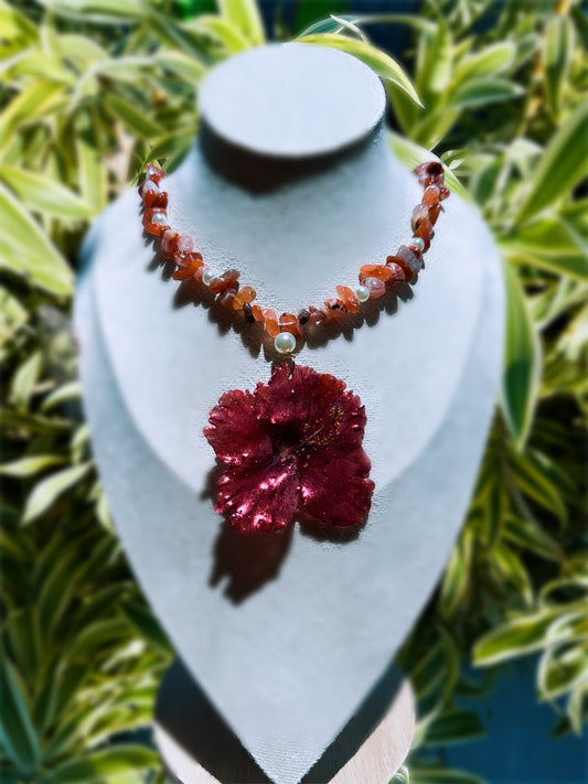 Amapola Natural South Red Agate Chip necklace