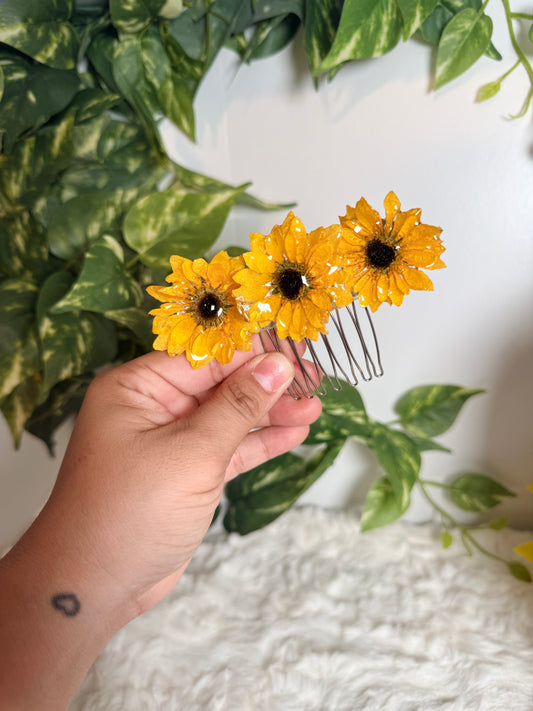 Golden Sunflower Hair Comb