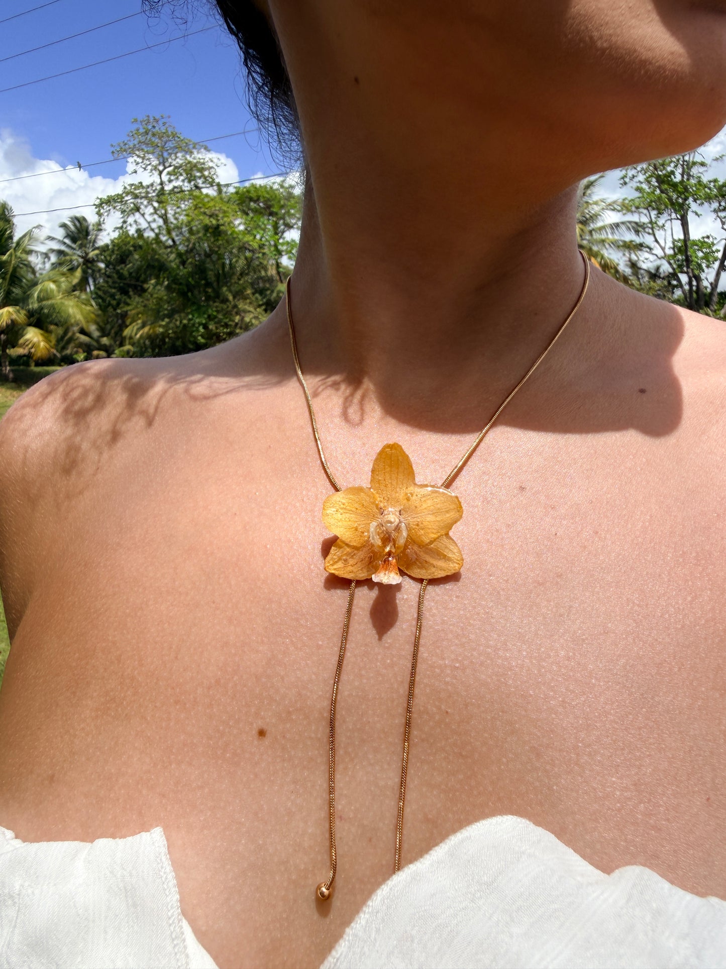 Mini Yellow Phalaenopsis necklace