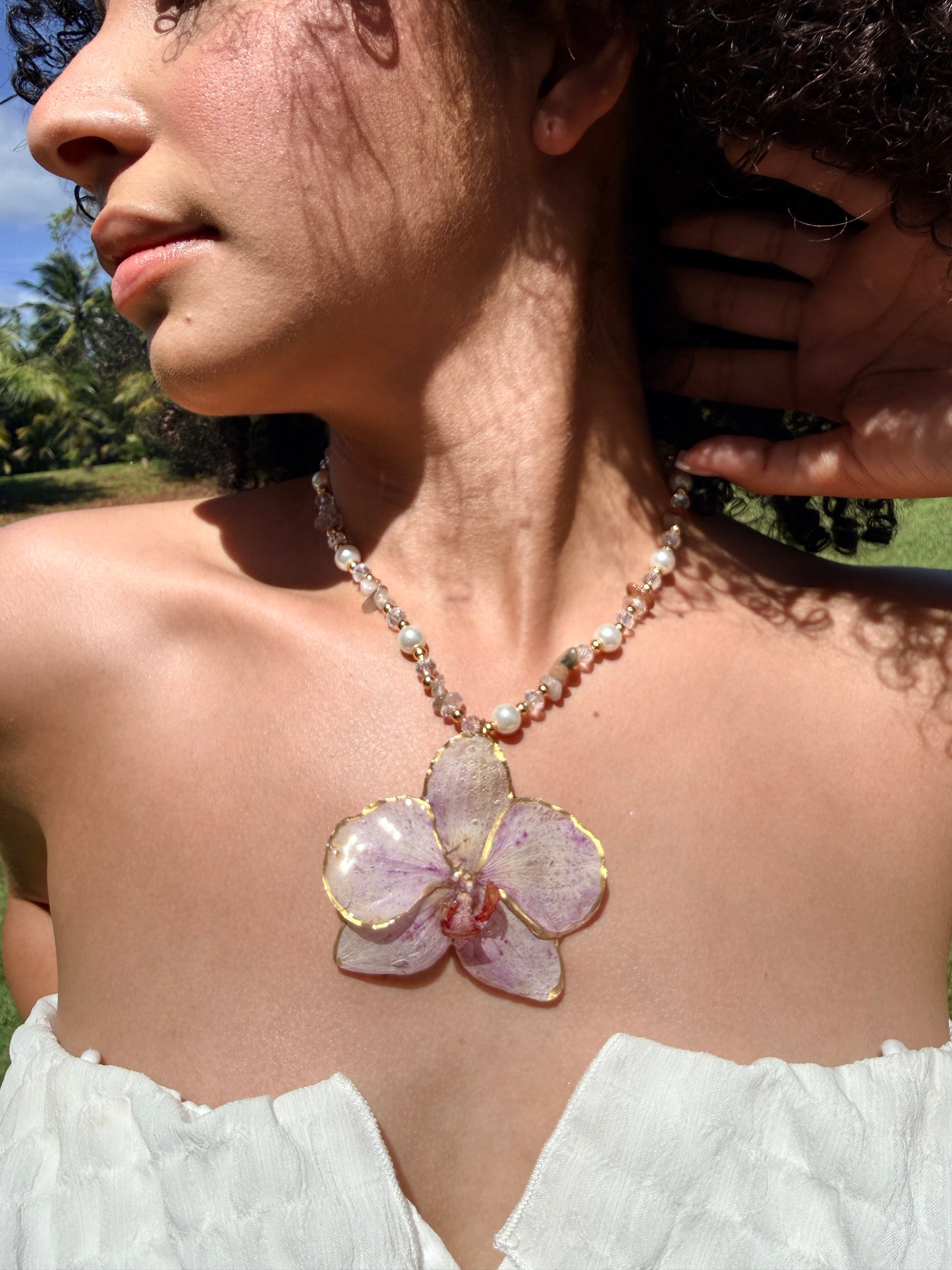 Phalaenopsis orchid necklace