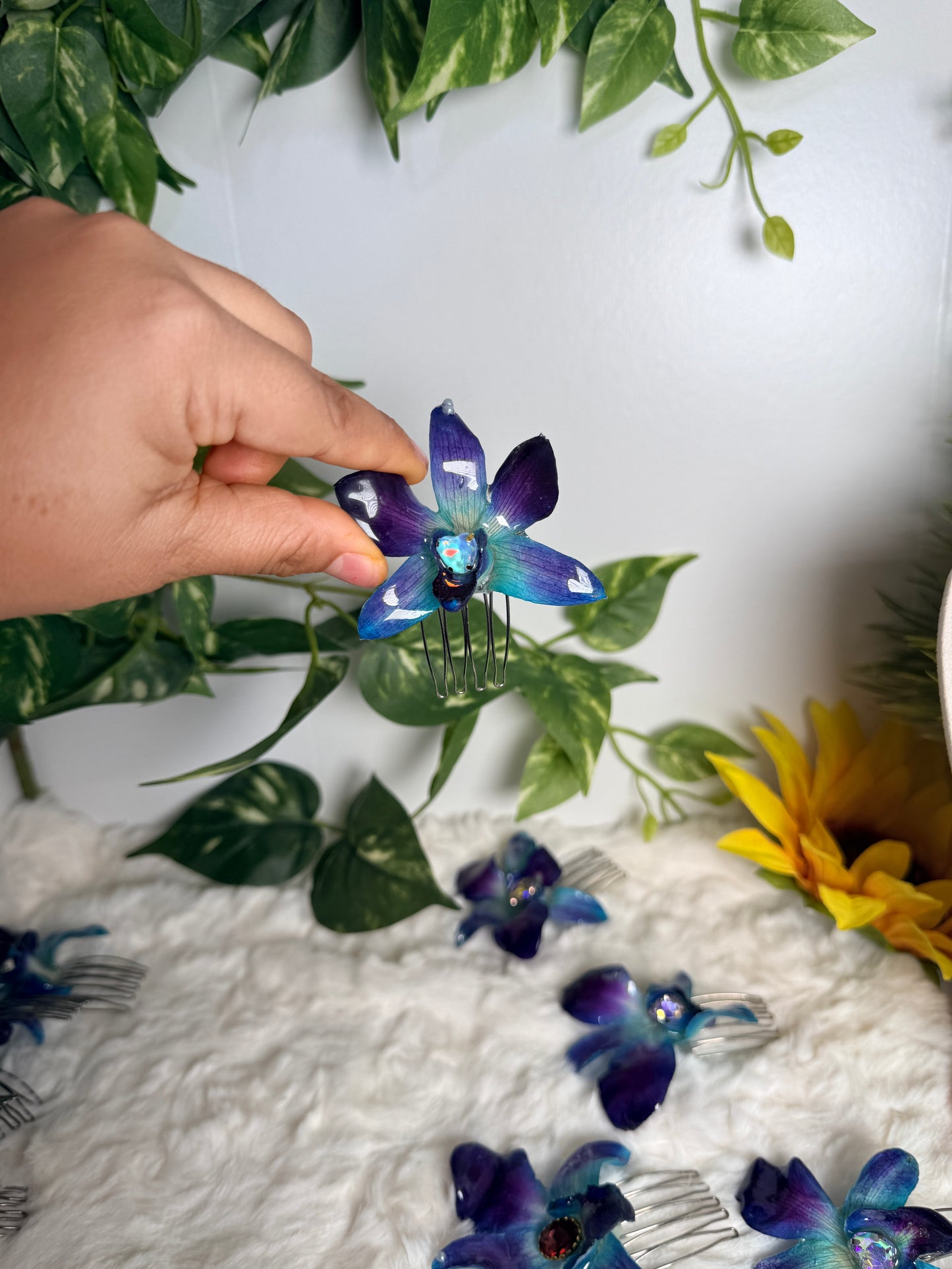 Blue Orchid Hair Comb