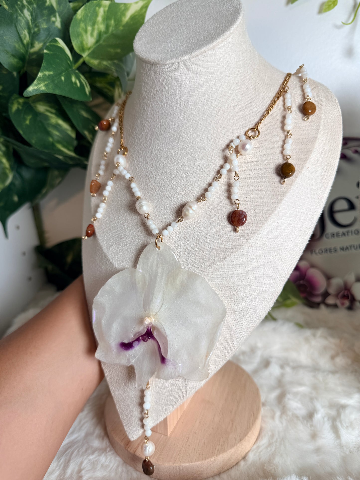 Phalaenopsis Pearl Cascade Necklace