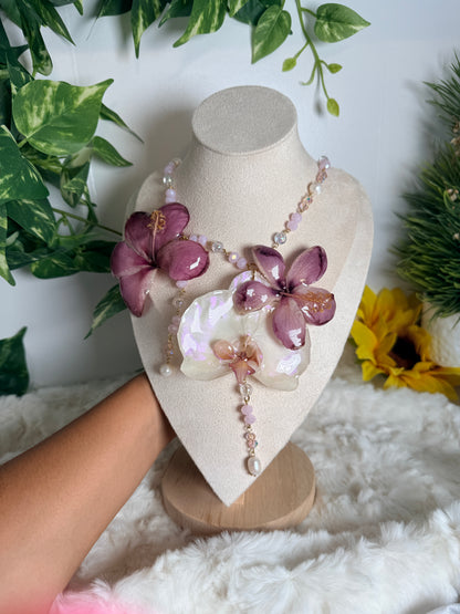 Exotic Poppy & Orchid Necklace