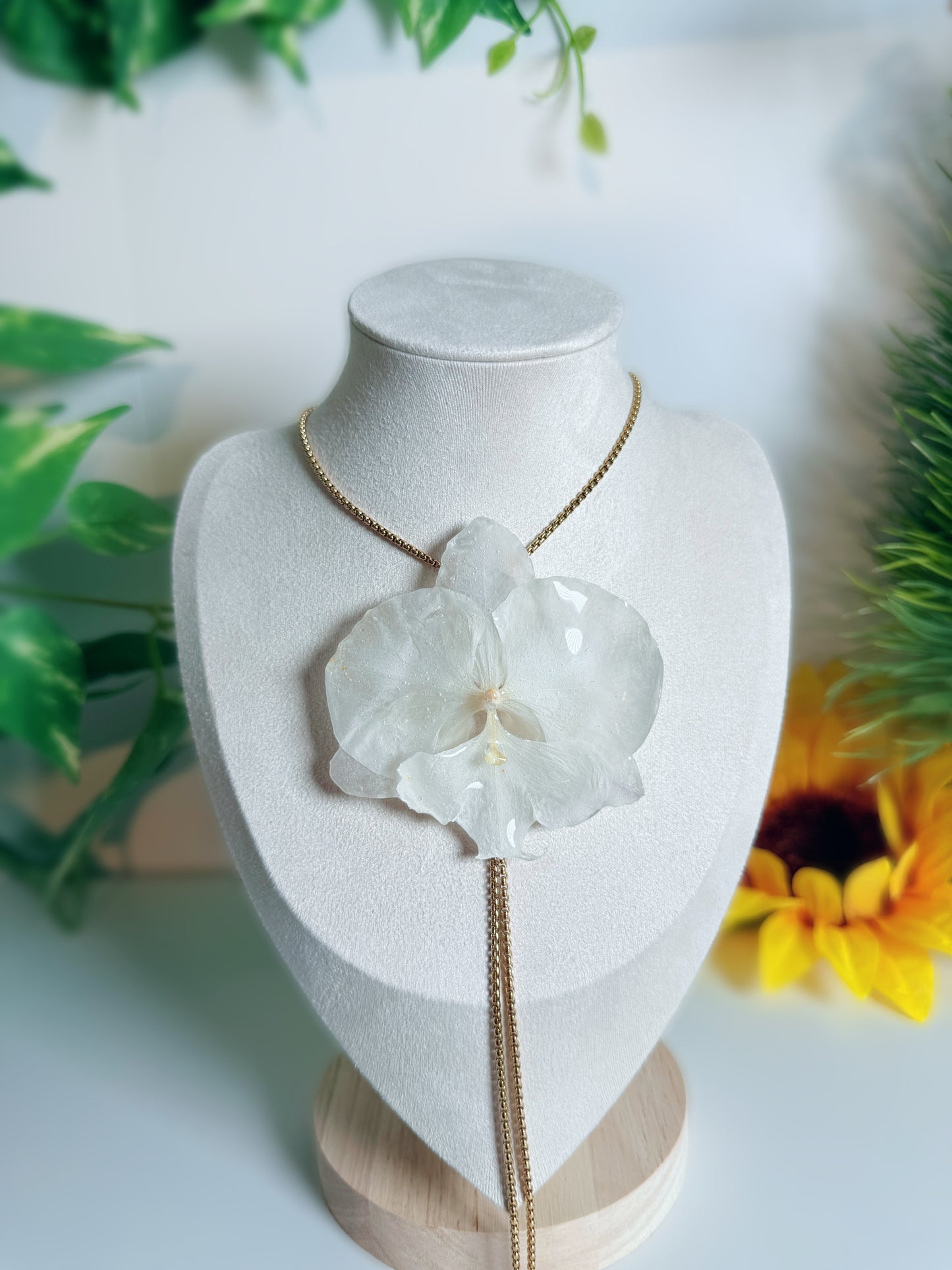 Phalaenopsis Orchid lariat necklace