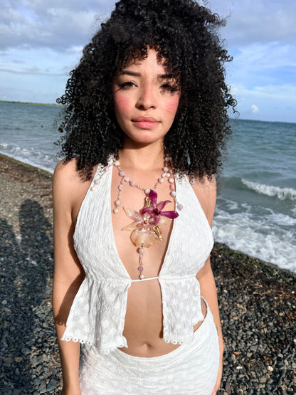 Spider Orchid & Dendrobium Amethyst Necklace