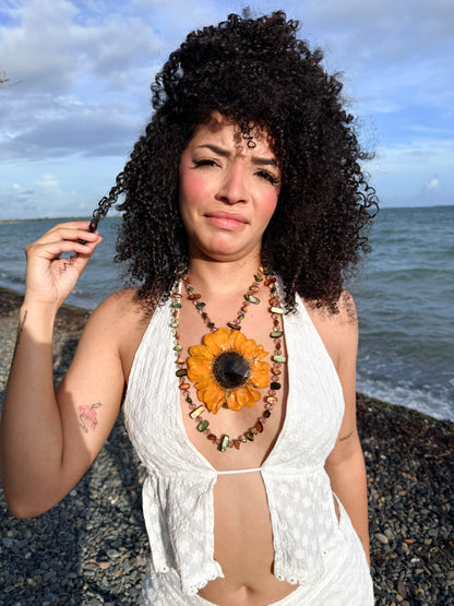 Golden Sunflower 2-in-1 Necklace & Hair Clip
