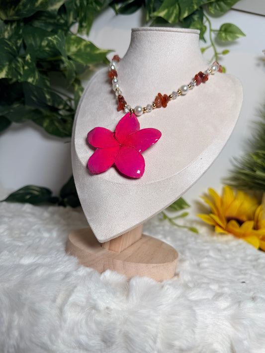 Hot Pink Plumeria Necklace