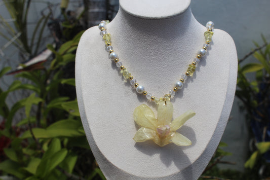 Yellow Dendrobium Fairy necklace