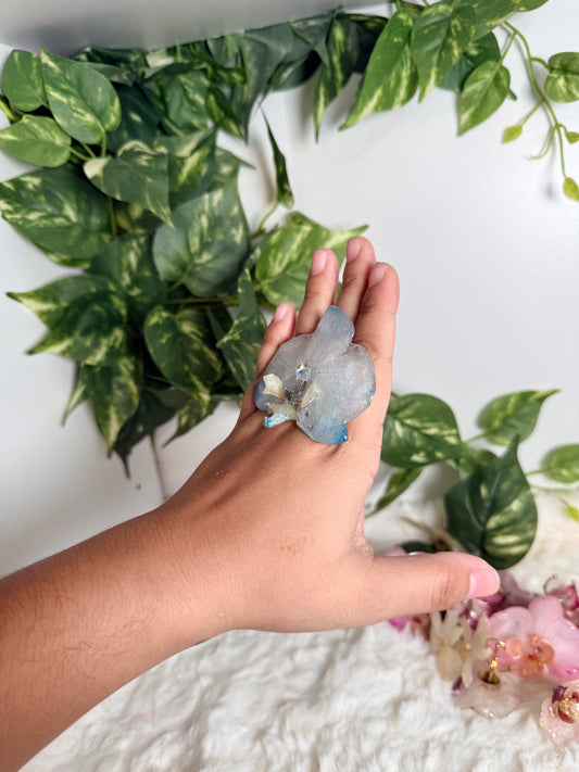 Frosted Blue Orchid Ring