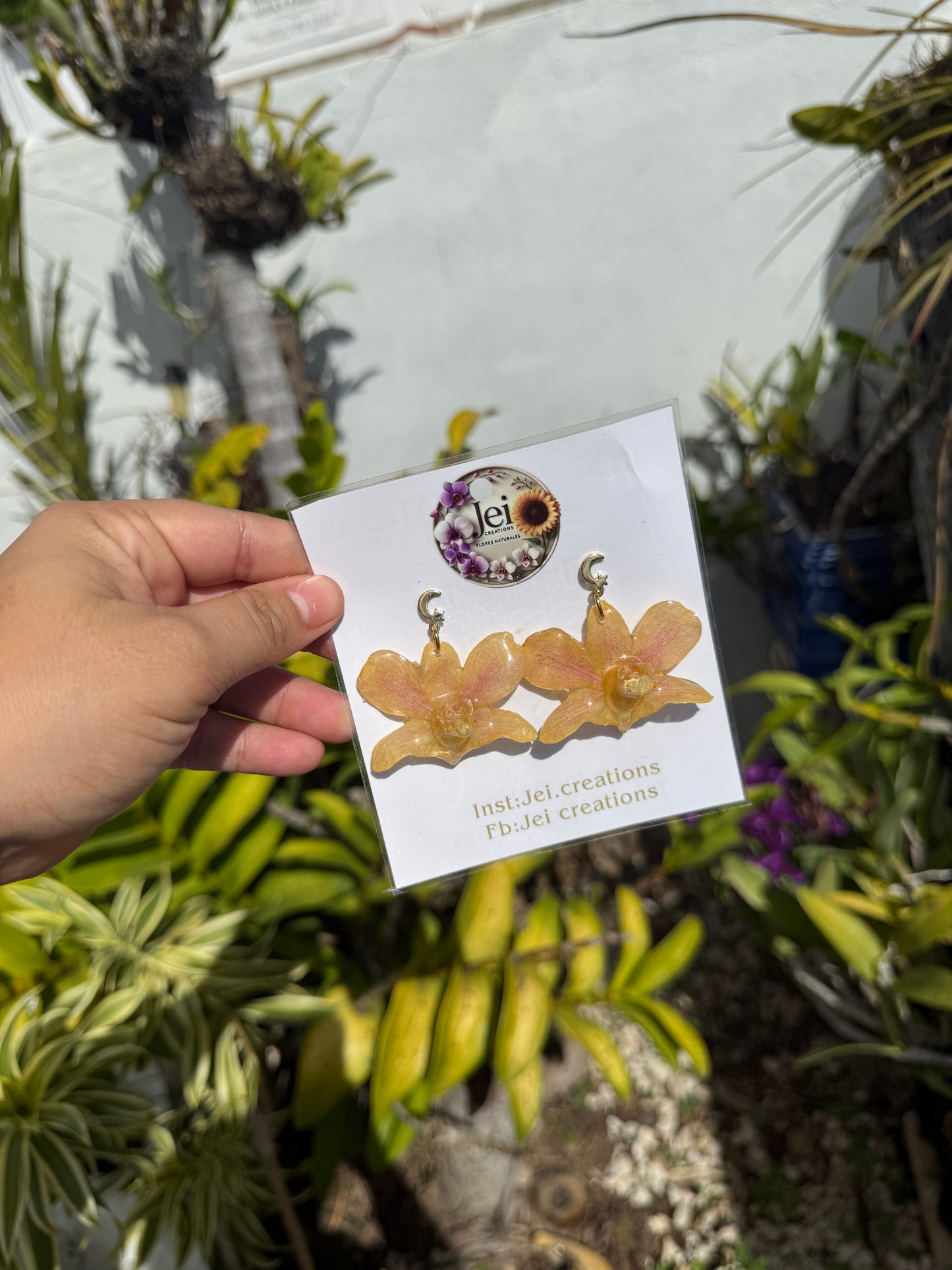 Mini Dendrobium Orchid earings