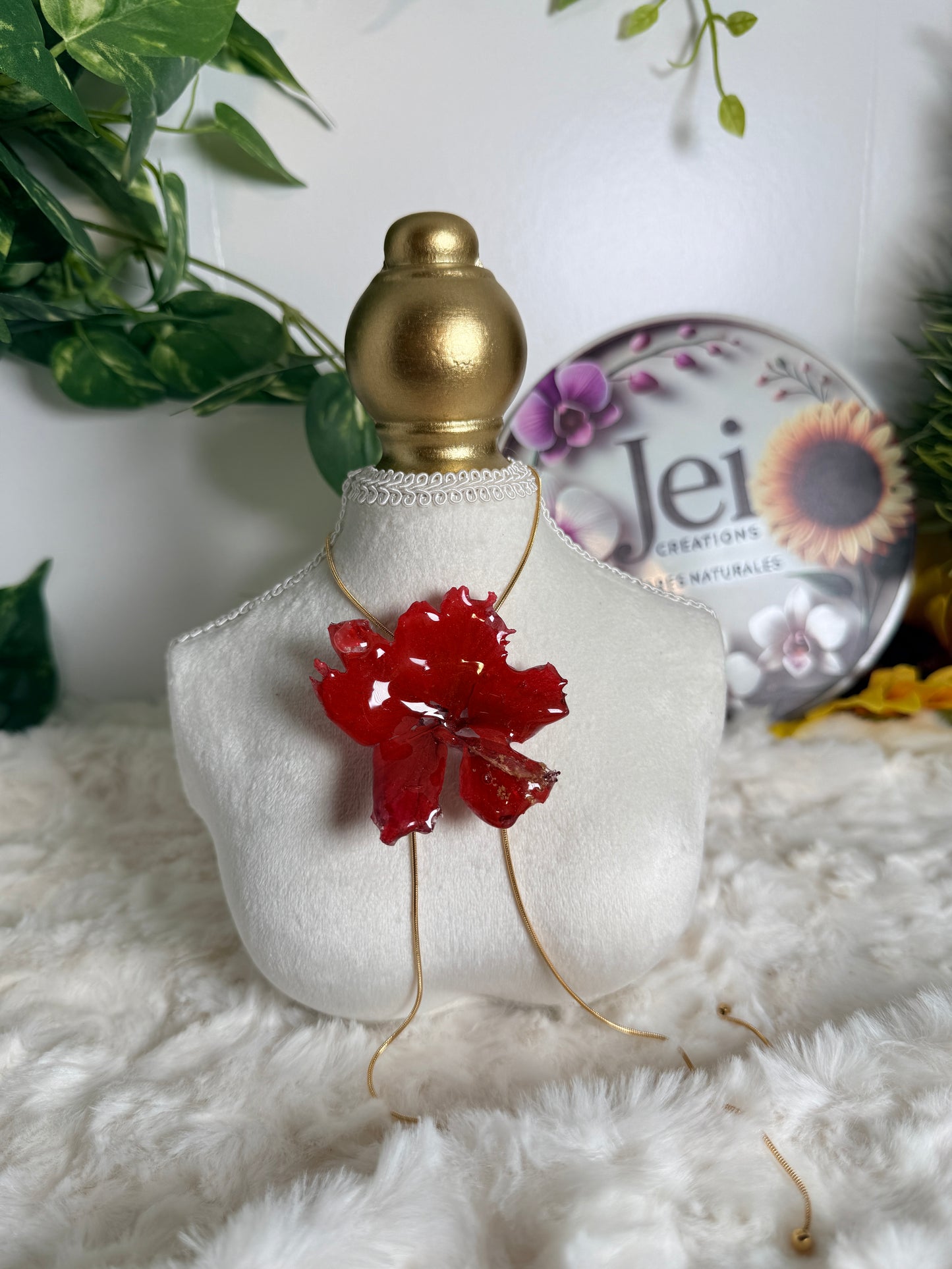 Crimson Poppy Lariat Necklace(amapola)