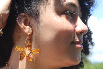 Grammatophyllum Orchid earings