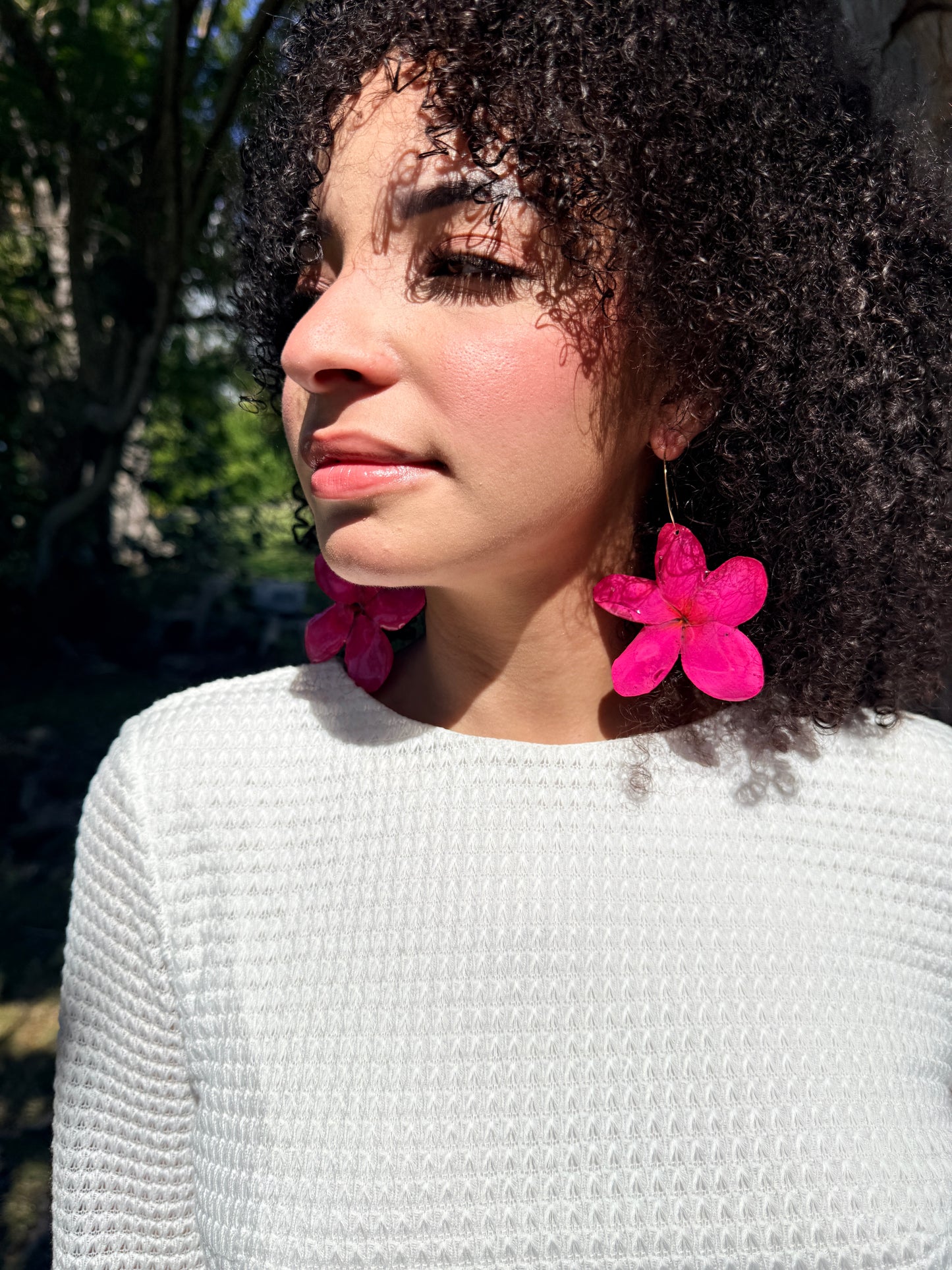 Pink plumeria earings