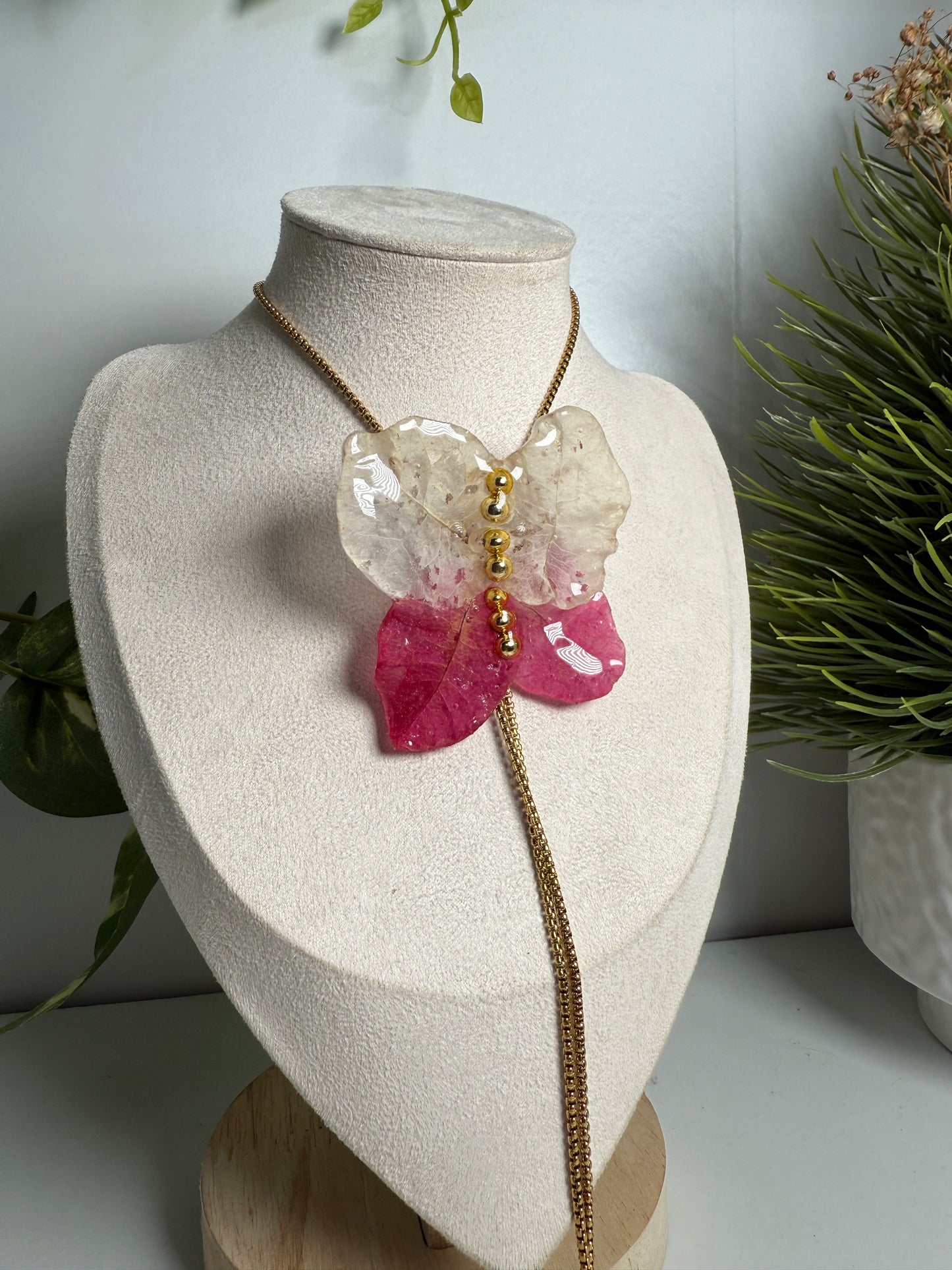Bougainvillea Butterfly necklace