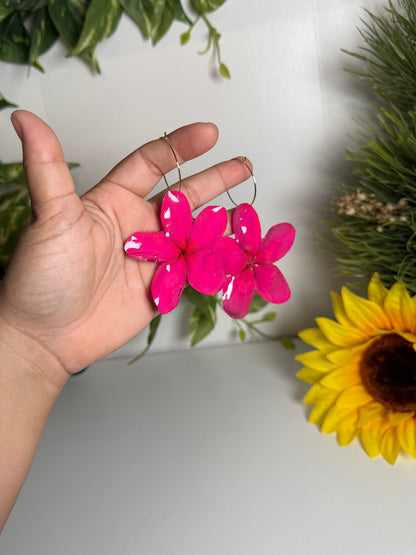 Pink plumeria earings