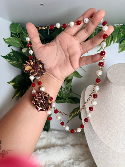 Crimson Rose Cascade Necklace