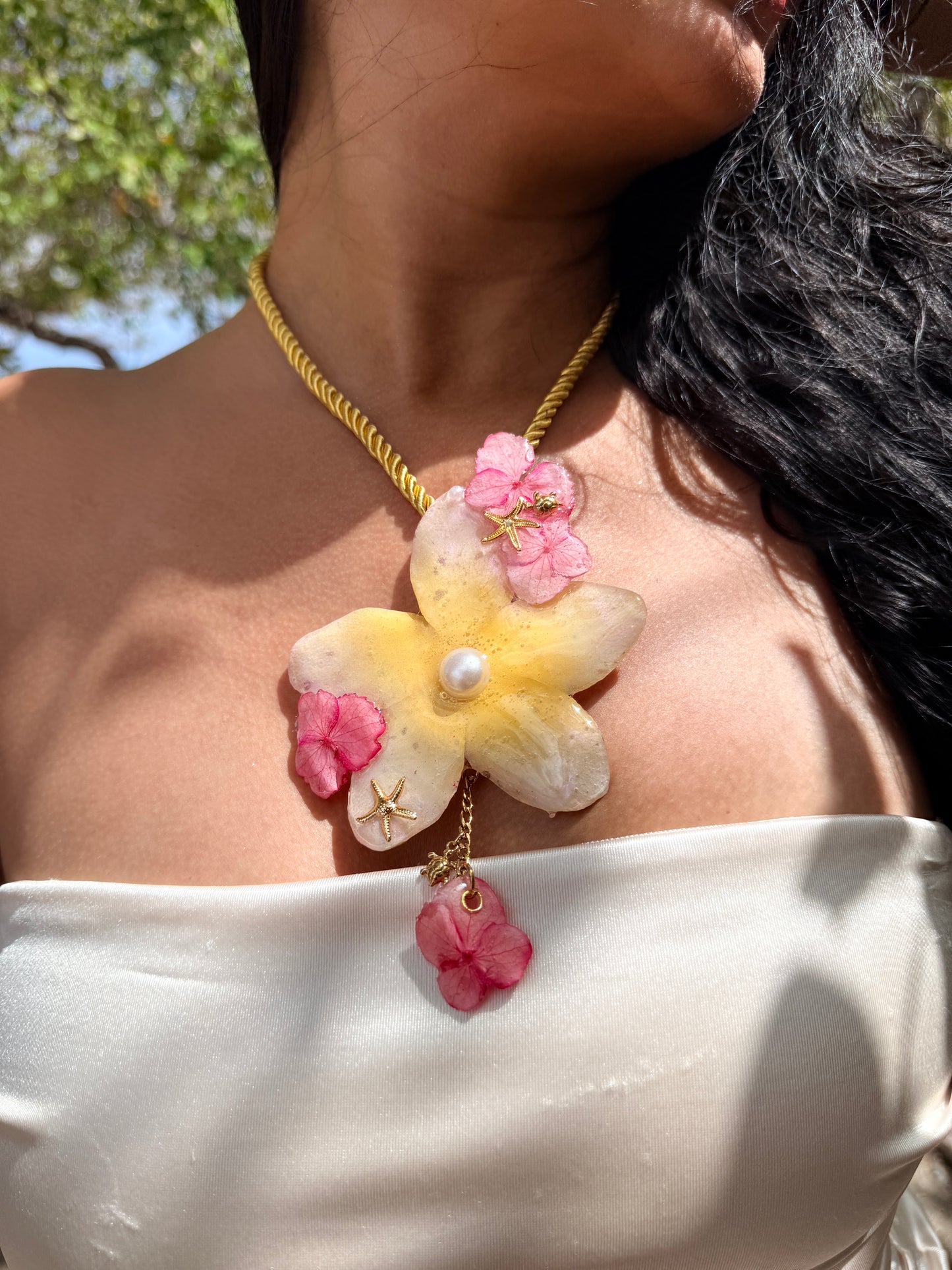 Plumeria & Hydrangea Paradise Necklace