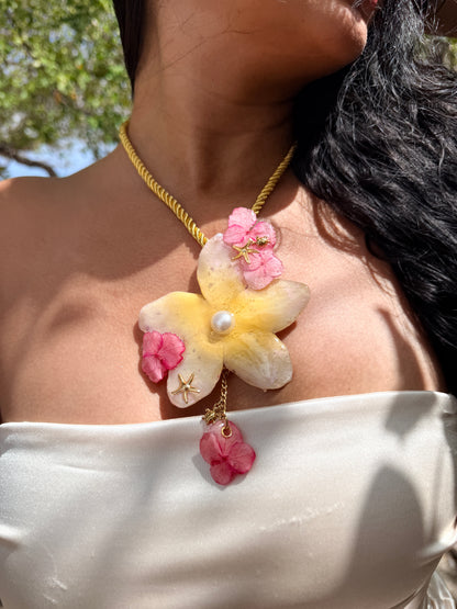 Plumeria & Hydrangea Paradise Necklace