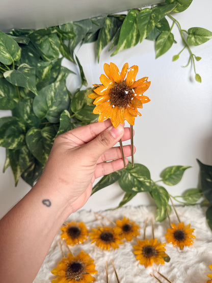 Golden Sun Bloom Hair Pin