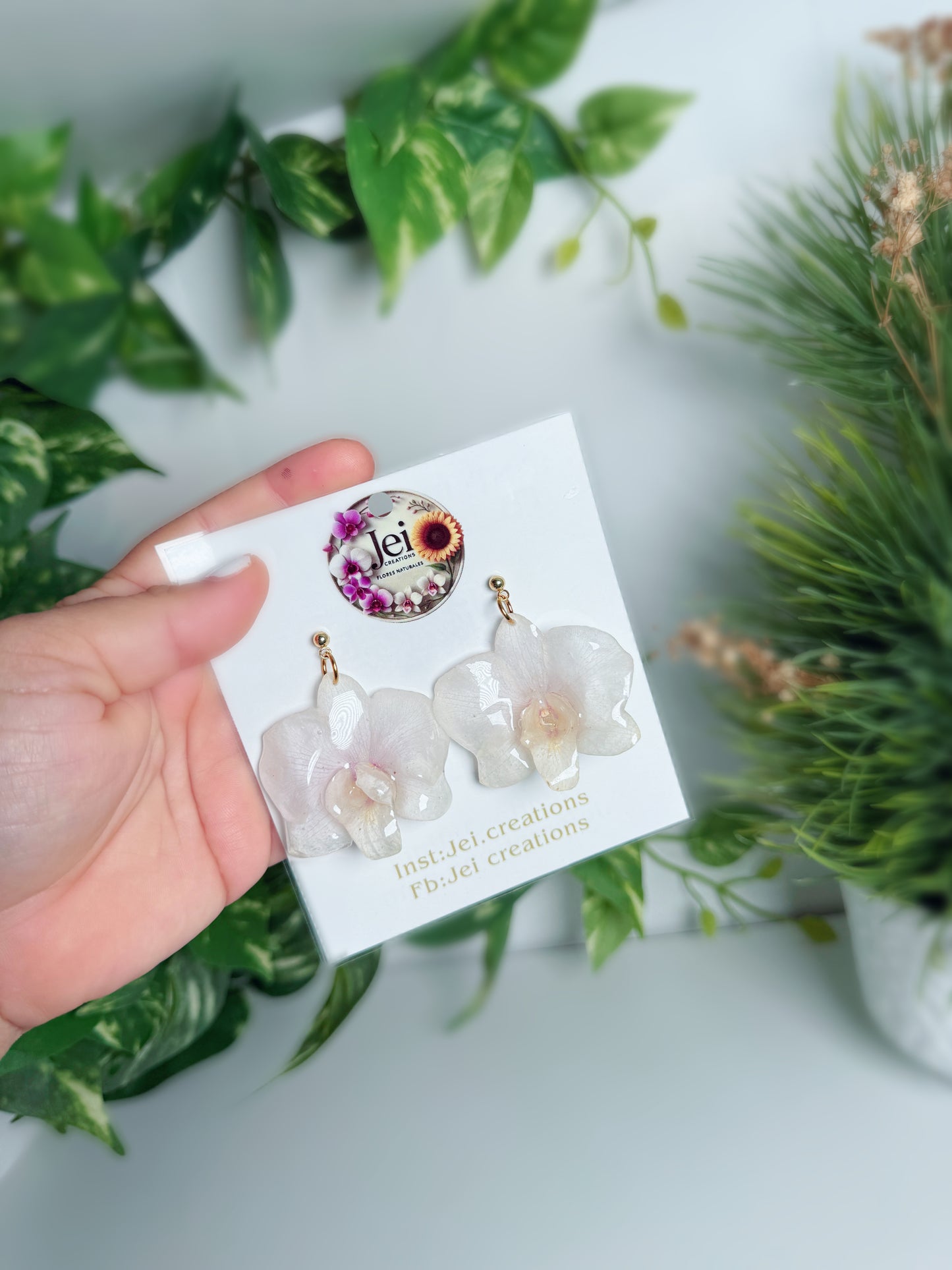 White Orchid earings