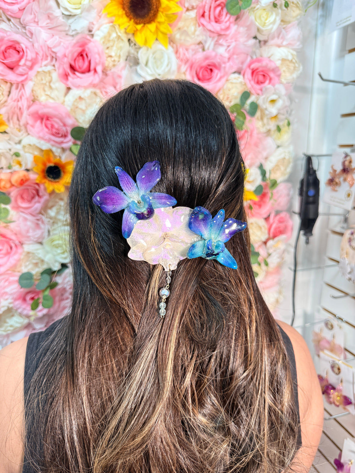 Blue Orchid Garden Hair Clip