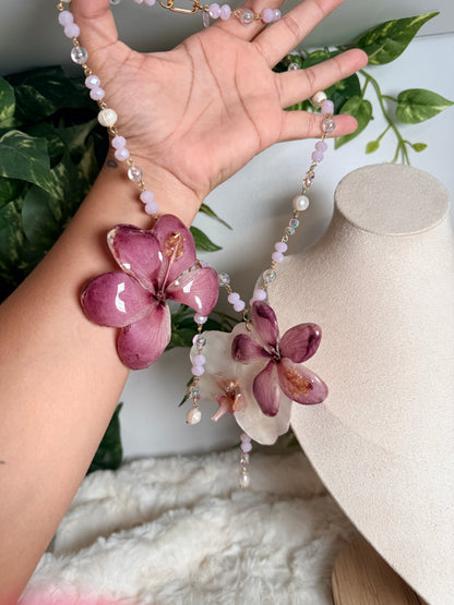 Exotic Poppy & Orchid Necklace