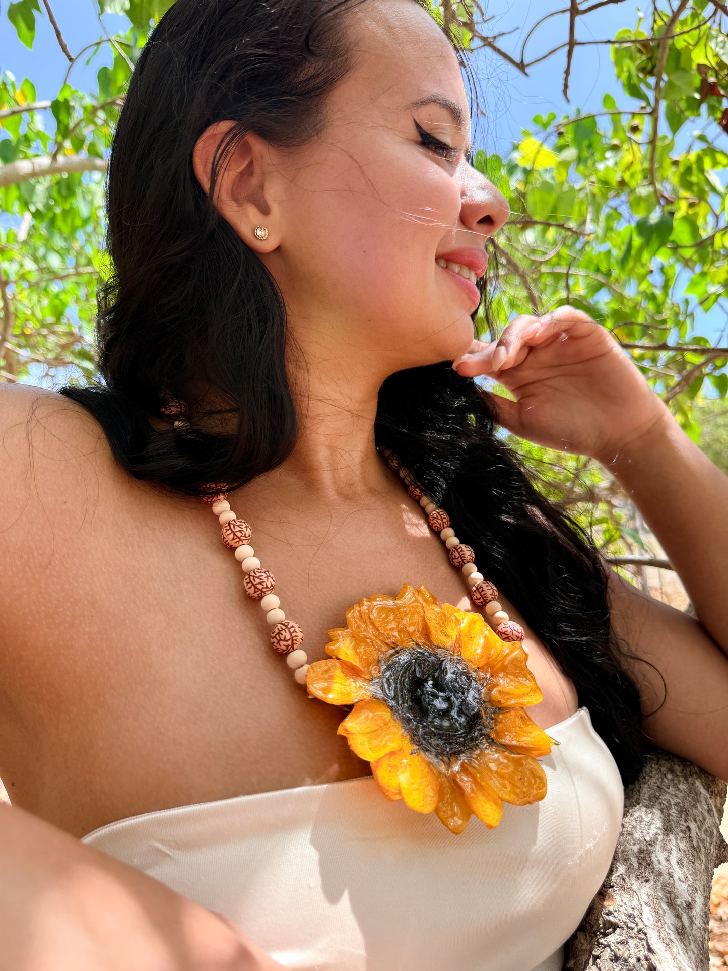 Golden Sunflower Statement Necklace