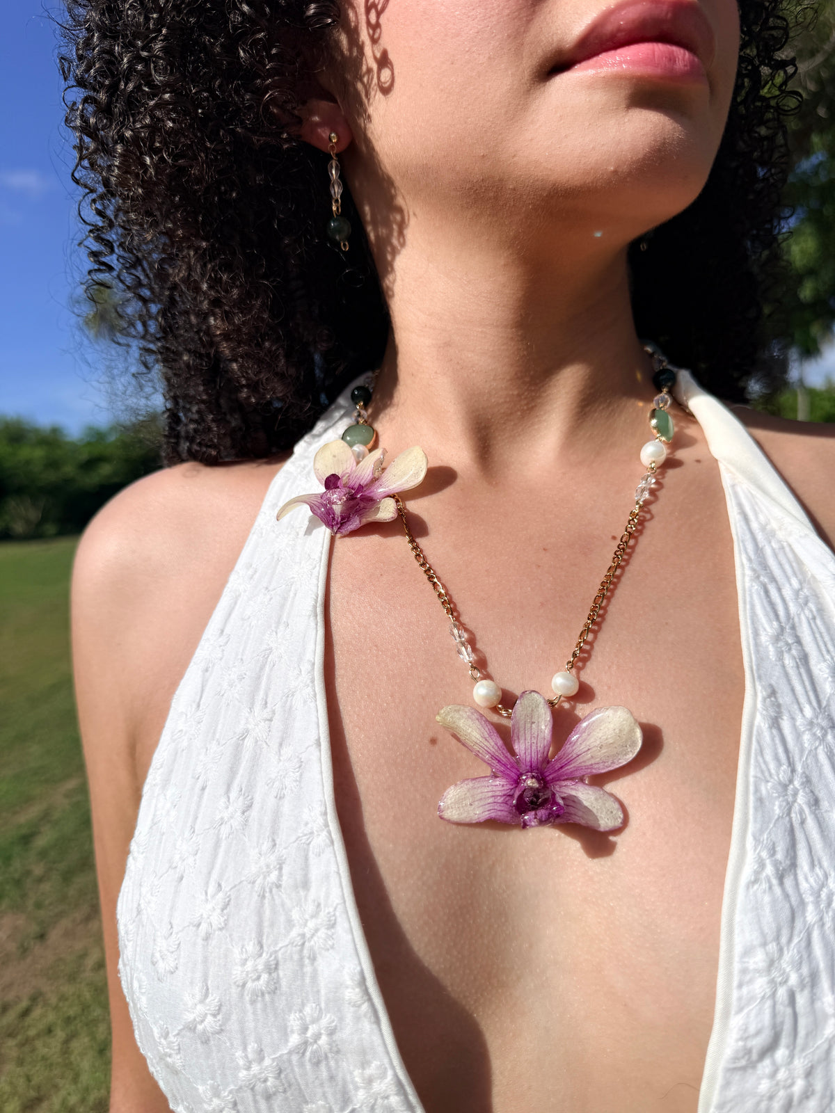 Amethyst Garden Orchid Necklace