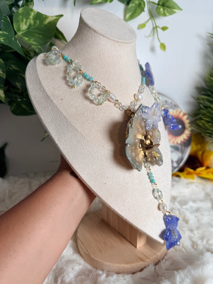 Orquídea Vanda & Delphinium Necklace