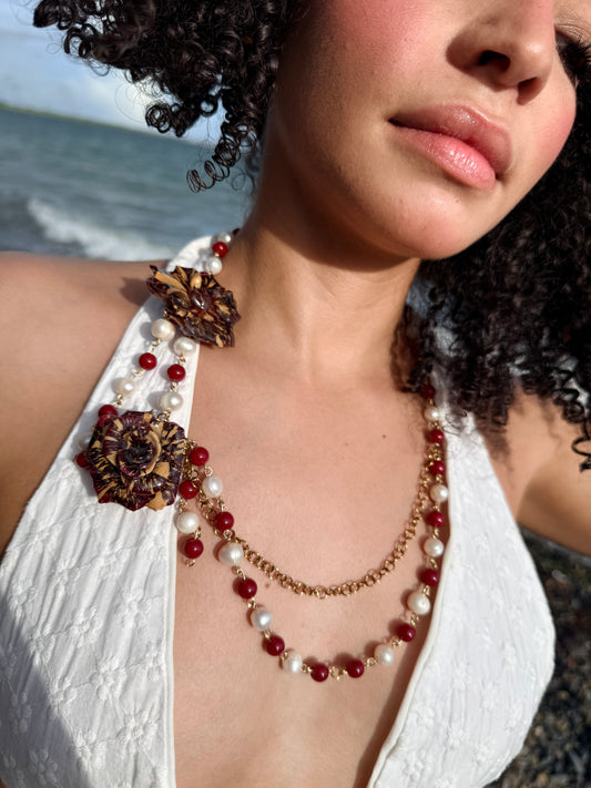 Crimson Rose Cascade Necklace