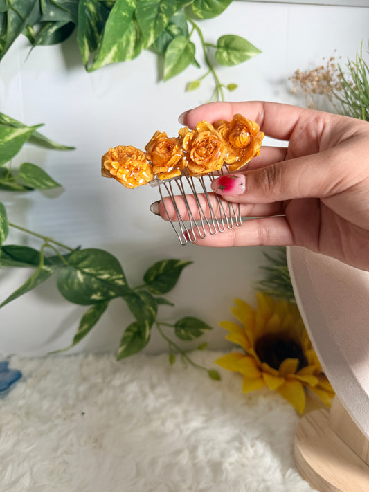 Golden Blush Mini Rose Crown Comb