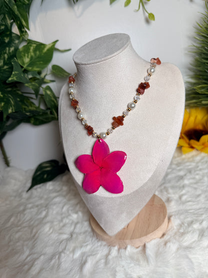 Hot Pink Plumeria Necklace
