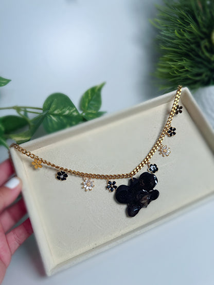 Black Orchid Charm necklace
