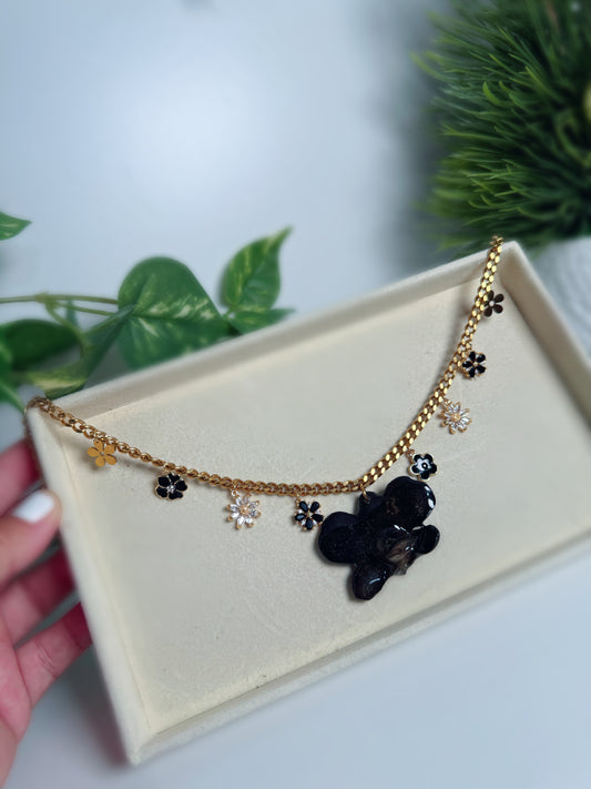 Black Orchid Charm necklace