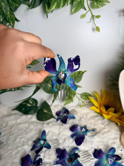 Blue Orchid Hair Comb