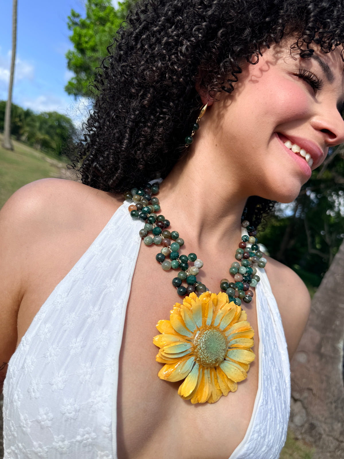 Golden Earth Gerbera Necklace