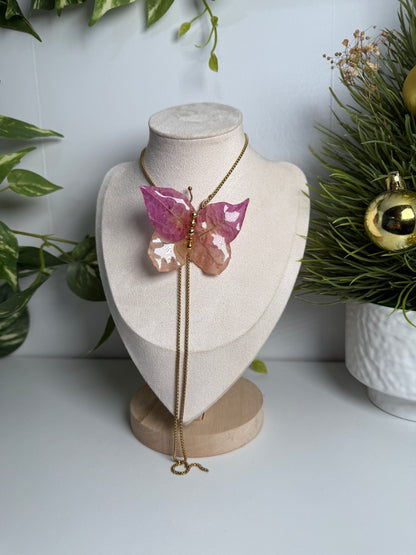 Bougainvillea Butterfly necklace