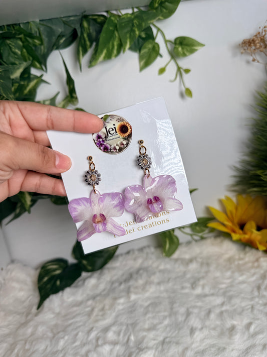 Lilac Daisy Orchid Earrings