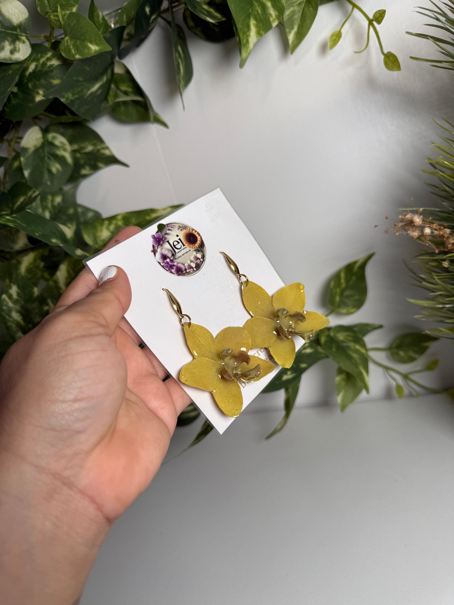 Yellow Orchid earings