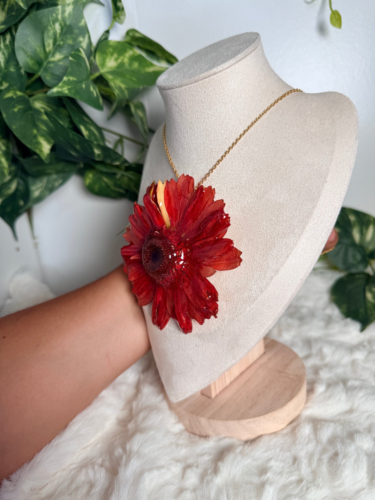 Crimson Gerbera Statement Necklace