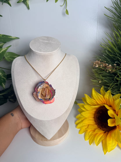 Colorful Rose Bloom Necklace