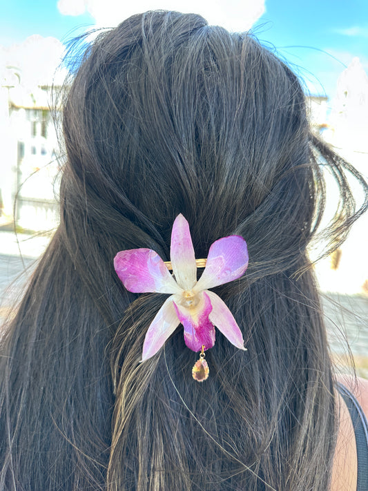 Pink Dendrobium Orchid Hair clip
