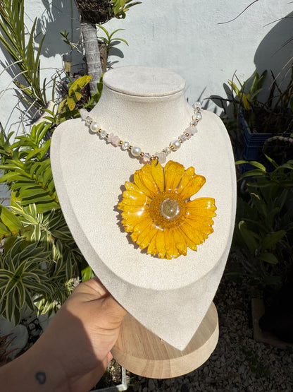 Yellow gerbera Fairy necklace
