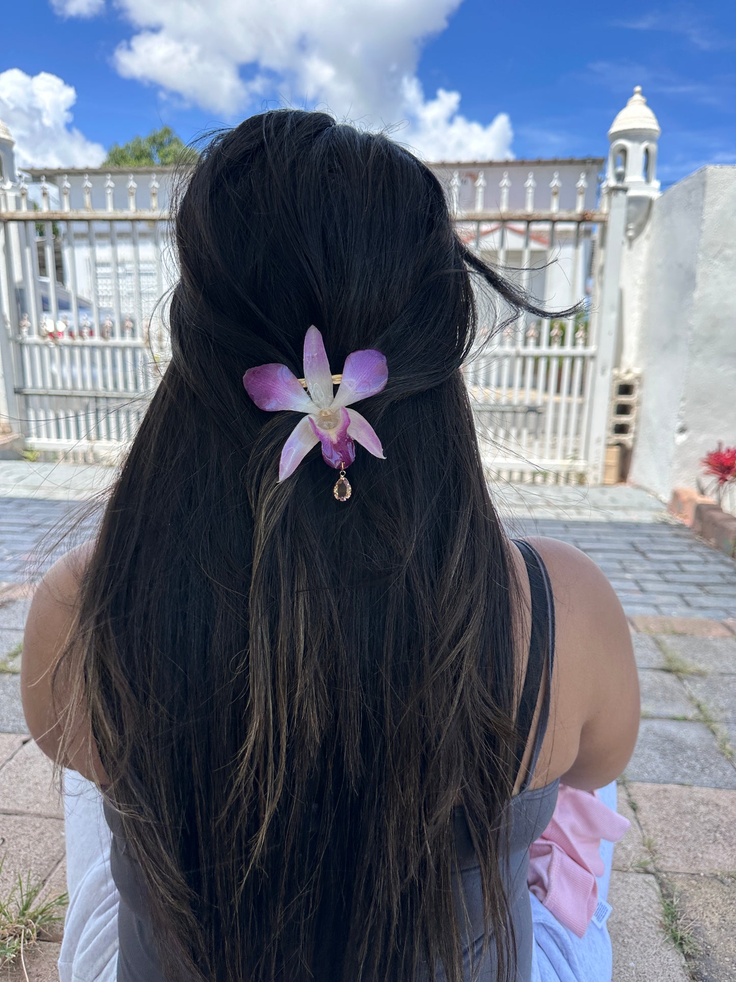 Pink Dendrobium Orchid Hair clip