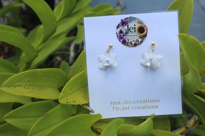 Extra Baby White Orchid Vanda Earings